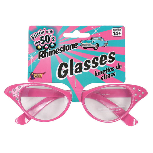 Retro Rhinestone Glasses Pink