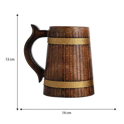 Rustic Handcrafted Wooden Beer Mugs - 14x13x9 cm