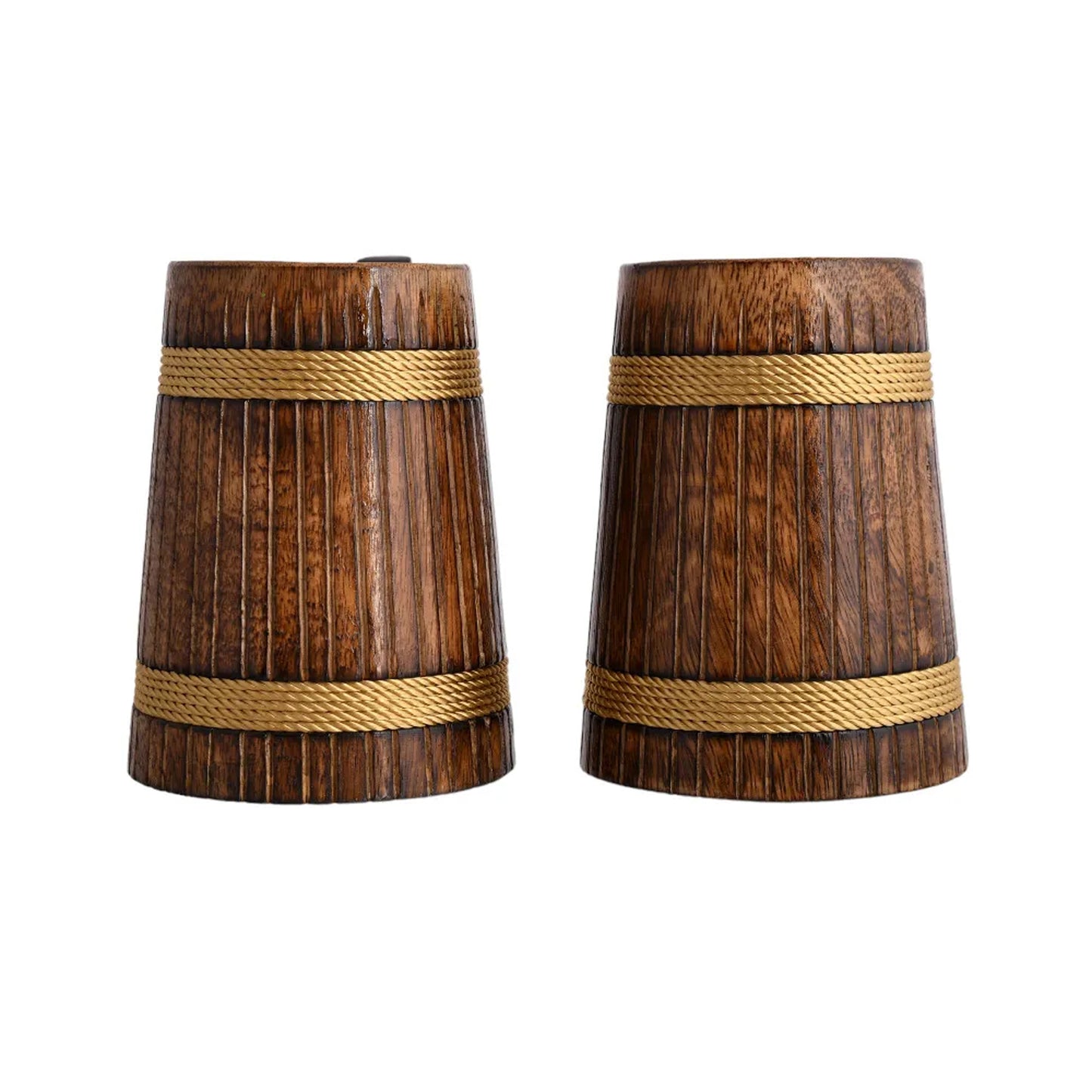 Rustic Handcrafted Wooden Beer Mugs - 14x13x9 cm