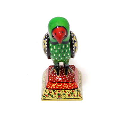 Handcrafted Wooden Parrot Bird Showpiece - 4.5 x 2 x 4 Inches