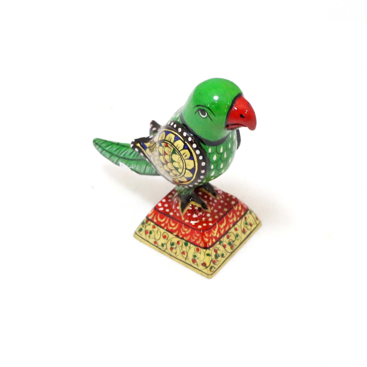 Handcrafted Wooden Parrot Bird Showpiece - 4.5 x 2 x 4 Inches