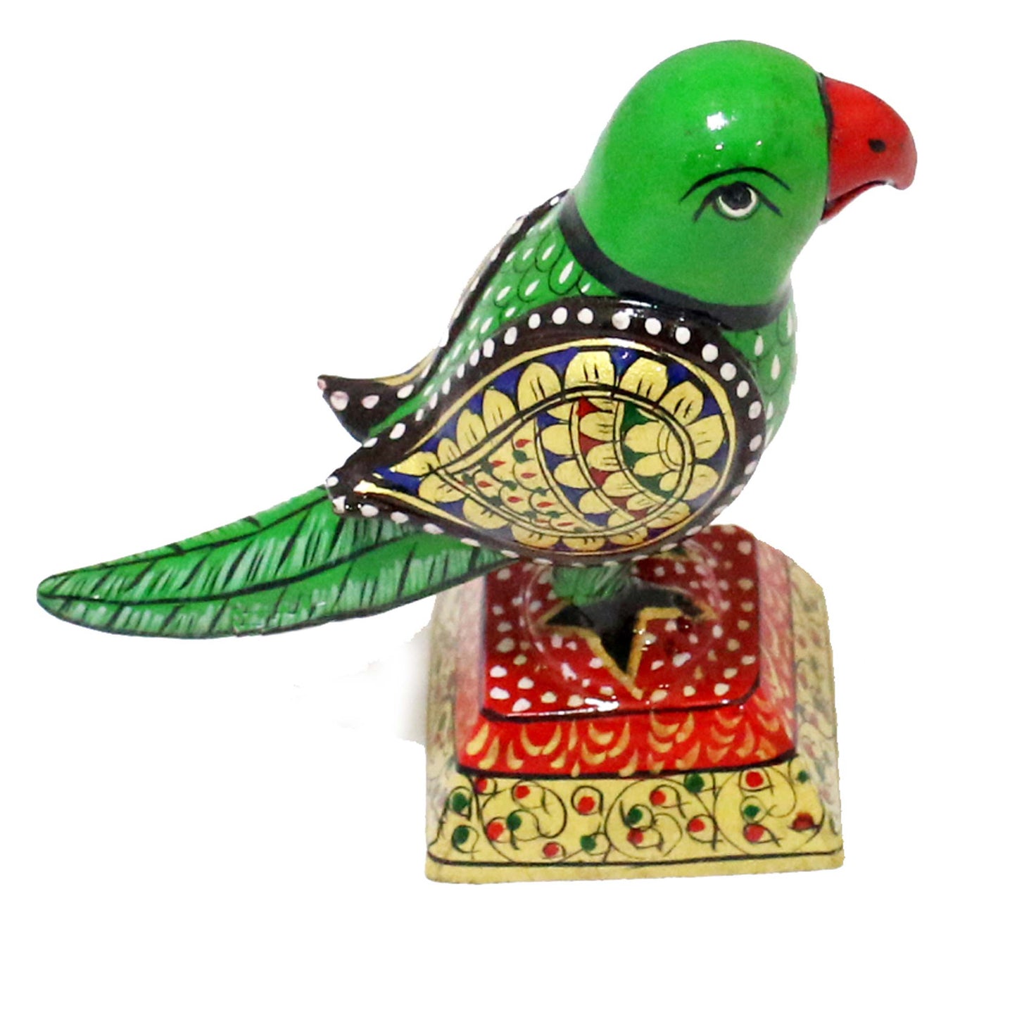 Handcrafted Wooden Parrot Bird Showpiece - 4.5 x 2 x 4 Inches