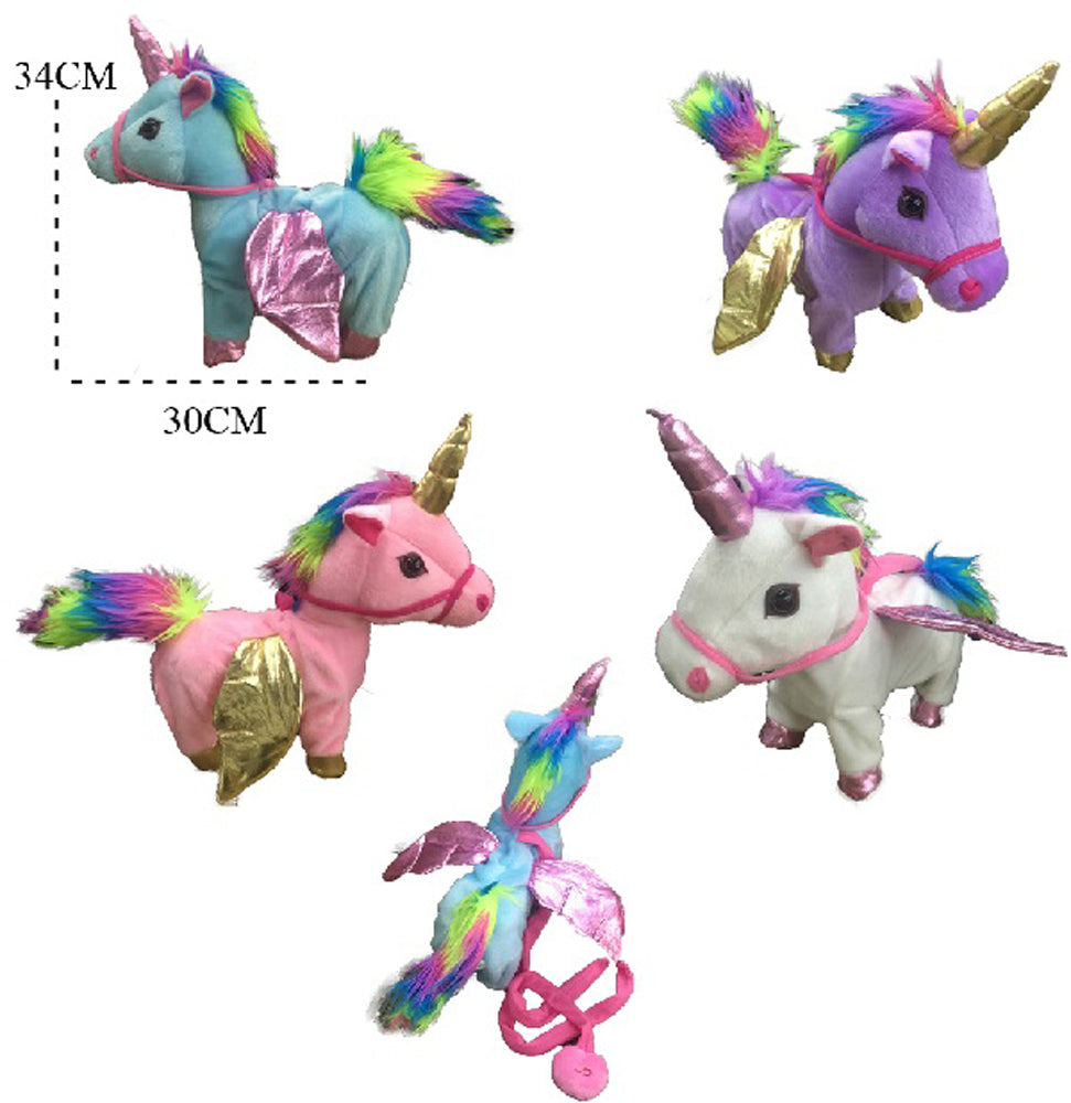 Remote Control Walking Rainbow Unicorn - Plush Toy with Sound