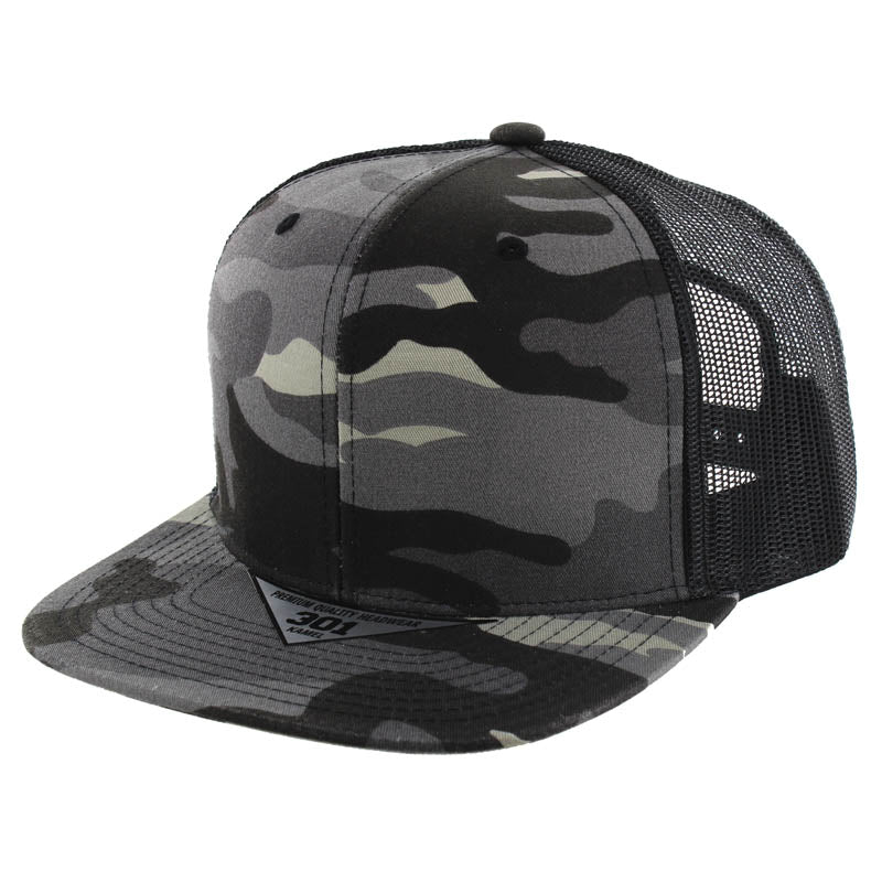 Kamel 301 – 6 Panel Trucker Snapback Cap with Seamless Front Panel