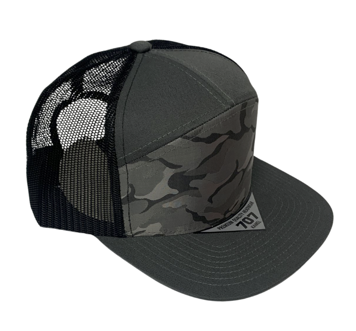 Kamel K707 Hybrid Trucker 7 Panel Flat Adjustable Snapback Mesh Trucker Cap