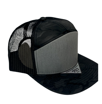 Kamel K707 Hybrid Trucker 7 Panel Flat Adjustable Snapback Mesh Trucker Cap