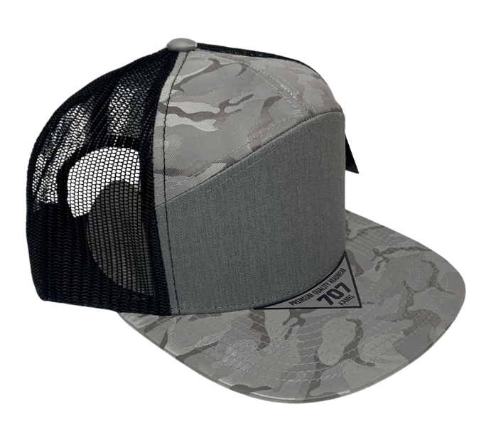 Kamel K707 Hybrid Trucker 7 Panel Flat Adjustable Snapback Mesh Trucker Cap