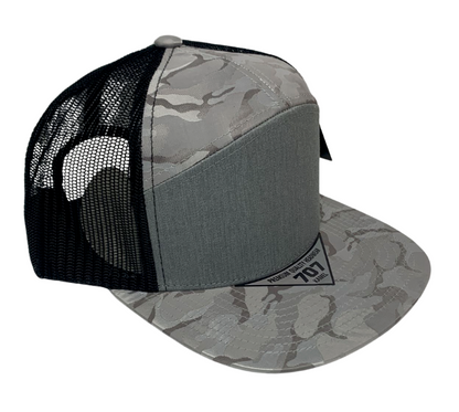 Kamel K707 Hybrid Trucker 7 Panel Flat Adjustable Snapback Mesh Trucker Cap