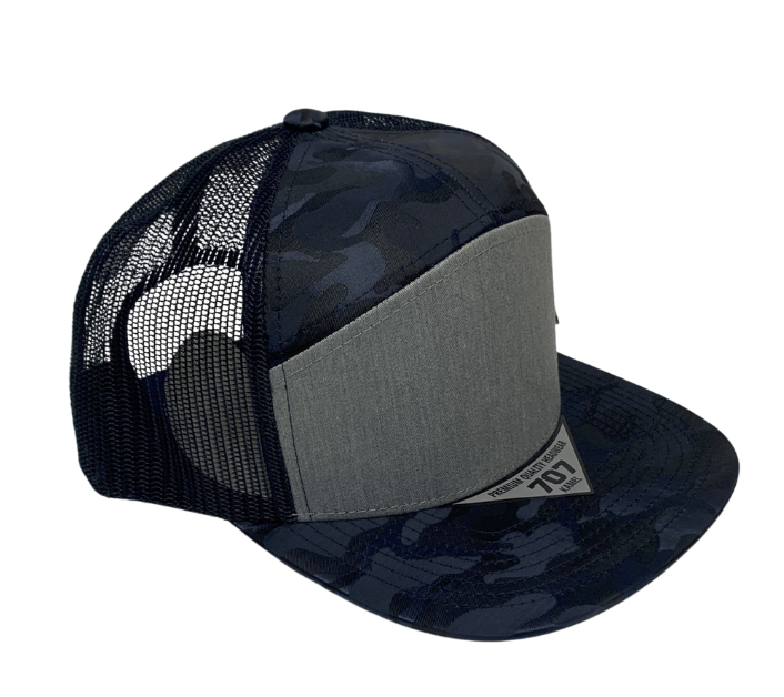 Kamel K707 Hybrid Trucker 7 Panel Flat Adjustable Snapback Mesh Trucker Cap