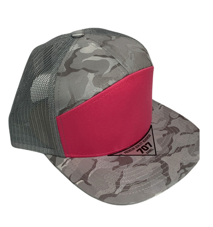 Kamel K707 Hybrid Trucker 7 Panel Flat Adjustable Snapback Mesh Trucker Cap