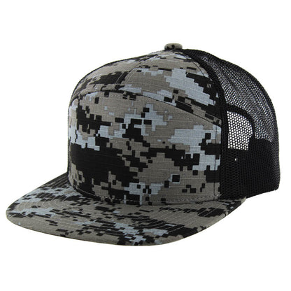 Kamel 707 7-Panel Flat Adjustable Snapback Mesh Trucker Cap-Noveltiesmart.com