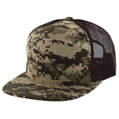 Kamel 707 7-Panel Flat Adjustable Snapback Mesh Trucker Cap-Noveltiesmart.com