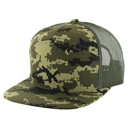 Kamel 707 7-Panel Flat Adjustable Snapback Mesh Trucker Cap-Noveltiesmart.com