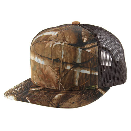 Kamel K707 7 Panel Flat Adjustable Snapback Trucker Cap - 100% Polyester Camo