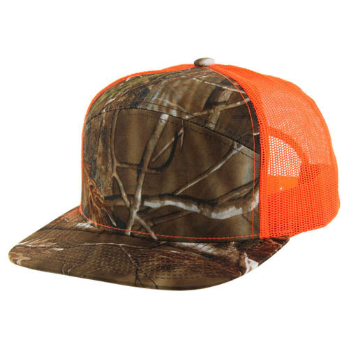 Kamel K707 7 Panel Flat Adjustable Snapback Trucker Cap - 100% Polyester Camo