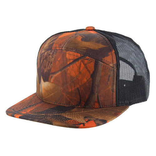 Kamel K707 7 Panel Flat Adjustable Snapback Trucker Cap - 100% Polyester Camo