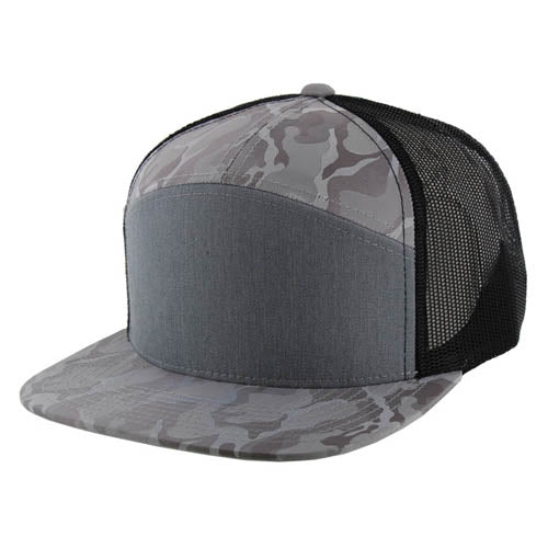 Kamel K707 7 Panel Flat Adjustable Snapback Trucker Cap - 100% Polyester Camo