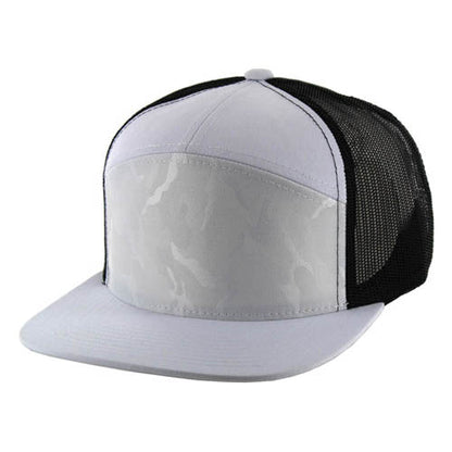 Kamel K707 Hybrid Trucker 7 Panel Flat Adjustable Snapback Mesh Trucker Cap