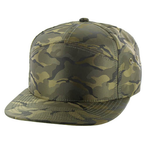 Kamel K707 Nylon Camo Trucker 7 Panel Flat Snapback Mesh Trucker Cap