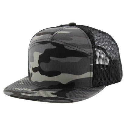 Kamel 707 7-Panel Flat Adjustable Snapback Mesh Trucker Cap-Noveltiesmart.com