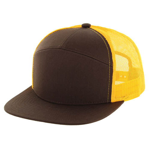 Kamel 707 7-Panel Flat Adjustable Snapback Mesh Trucker Cap-Noveltiesmart.com