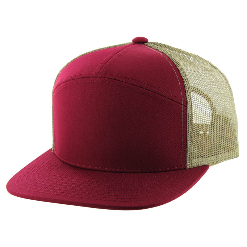 Kamel 707 7-Panel Flat Adjustable Snapback Mesh Trucker Cap-Noveltiesmart.com