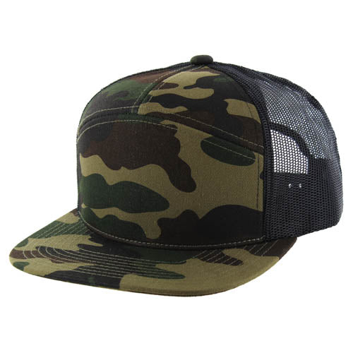 Kamel 707 7-Panel Flat Adjustable Snapback Mesh Trucker Cap-Noveltiesmart.com