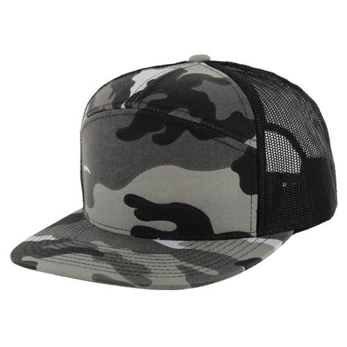 Kamel 707 7-Panel Flat Adjustable Snapback Mesh Trucker Cap-Noveltiesmart.com