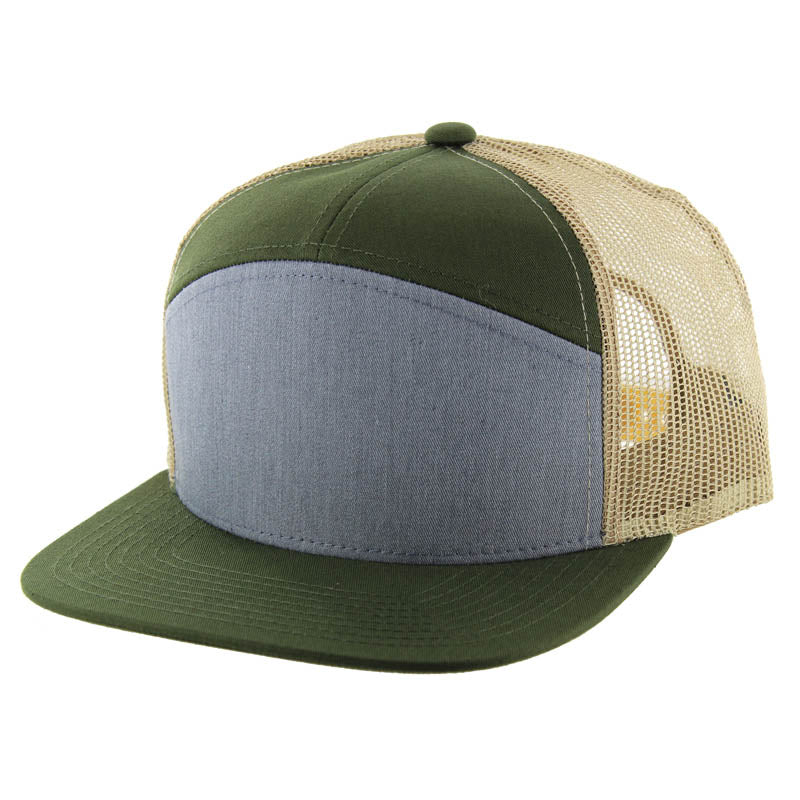 Kamel 707 7-Panel Flat Adjustable Snapback Mesh Trucker Cap-Noveltiesmart.com