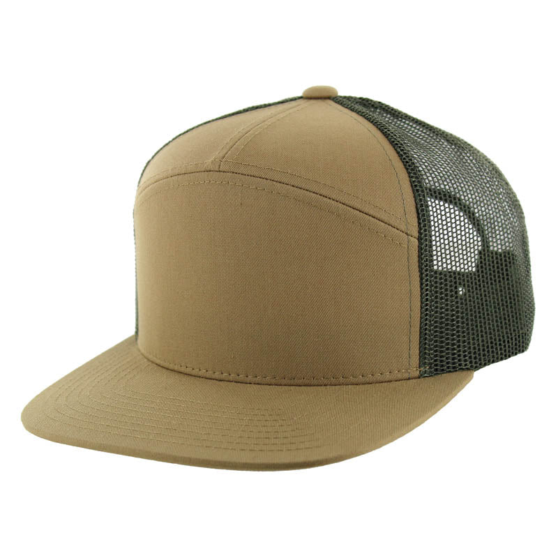 Kamel 707 7-Panel Flat Adjustable Snapback Mesh Trucker Cap-Noveltiesmart.com