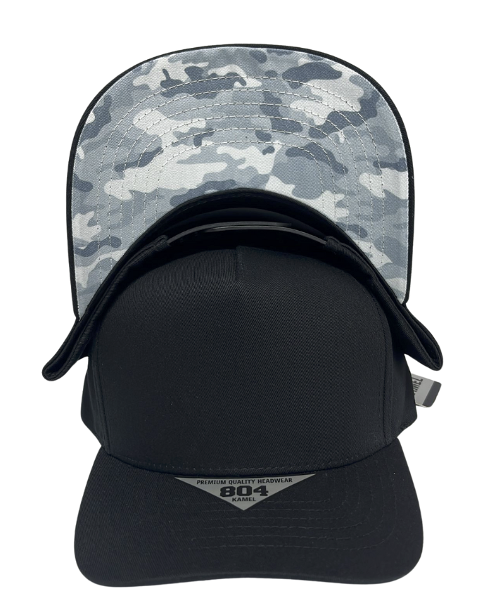 Kamel 804 Under Visor 5 Panel High Crown Slight Curve Solid Snapback Cap