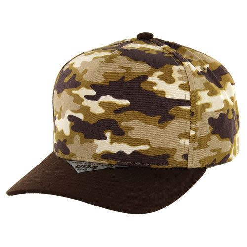 Kamel 804 5 Panel High Crown Slight Curve Trucker Snapback Cap