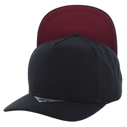 Kamel 804 Under Visor 5 Panel High Crown Slight Curve Solid Snapback Cap