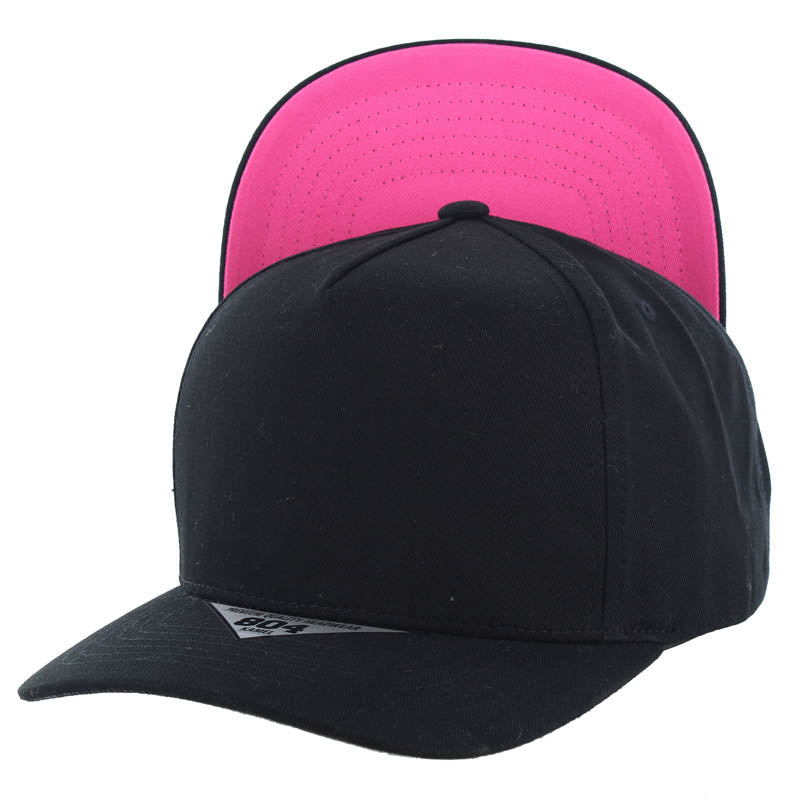 Kamel 804 Under Visor 5 Panel High Crown Slight Curve Solid Snapback Cap