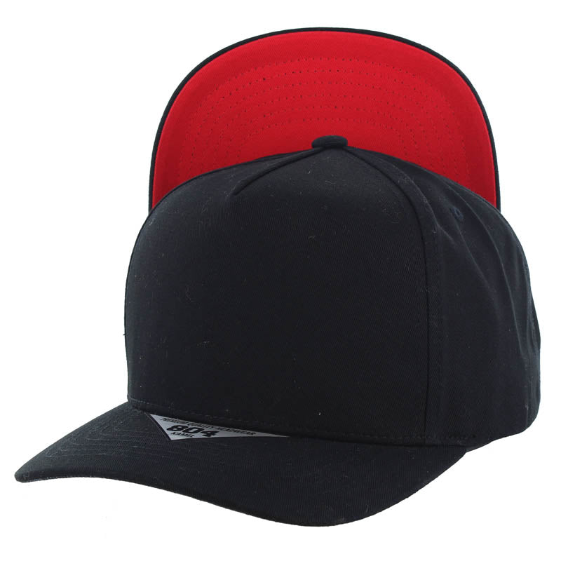 Kamel 804 Under Visor 5 Panel High Crown Slight Curve Solid Snapback Cap