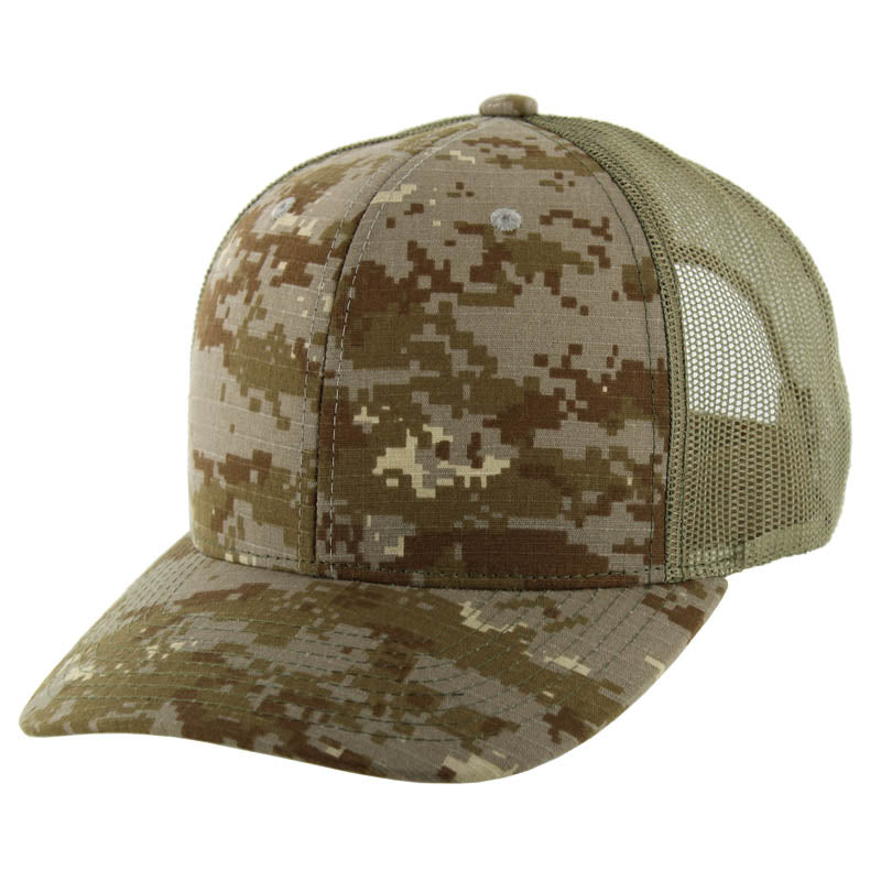 Kamel 815 100% Cotton Camo Snapback Trucker Cap with Slight Curve