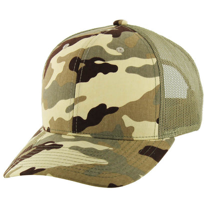 Kamel 815 100% Cotton Camo Snapback Trucker Cap with Slight Curve