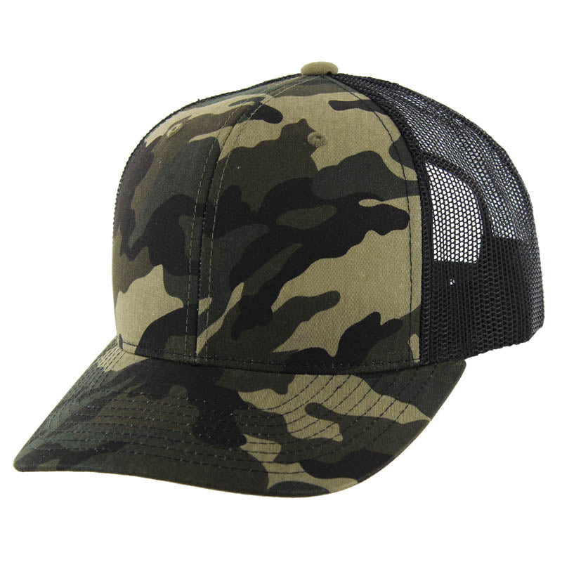 Kamel 815 100% Cotton Camo Snapback Trucker Cap with Slight Curve