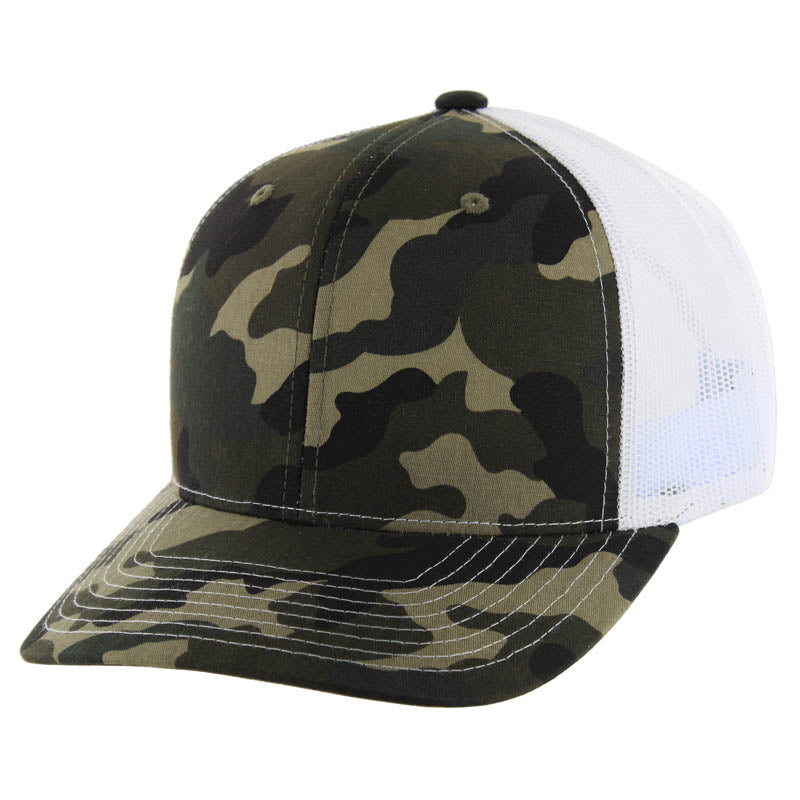 Kamel 815 100% Cotton Camo Snapback Trucker Cap with Slight Curve