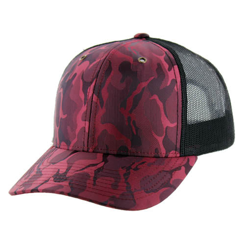 Kamel 815 Nylon Camo Snapback Trucker Cap with Slight Curve