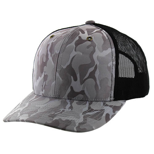 Kamel 815 Nylon Camo Snapback Trucker Cap with Slight Curve