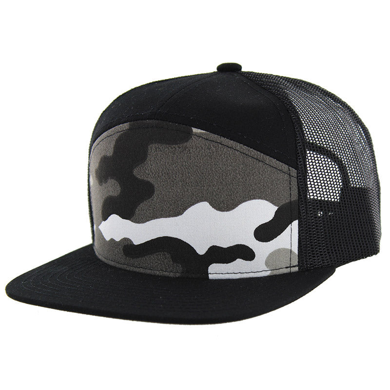 Kamel 707 7-Panel Flat Adjustable Snapback Mesh Trucker Cap-Noveltiesmart.com