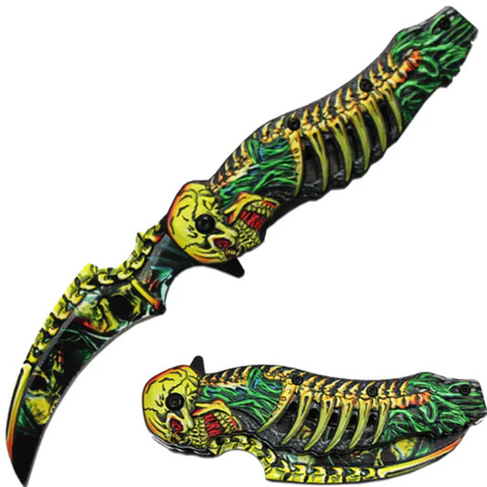 4.5-Inch Skeleton Folding Knife with Belt Clip Wholesale - NoveltiesMart.com Wholesale