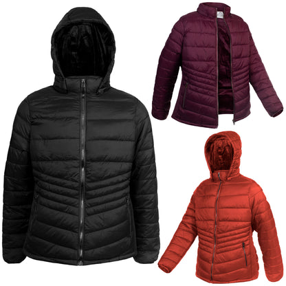 Ladies Puffer Wholesale Coats for in Assorted Colors & Plus Sizes - Bulk Case of 18 Jackets