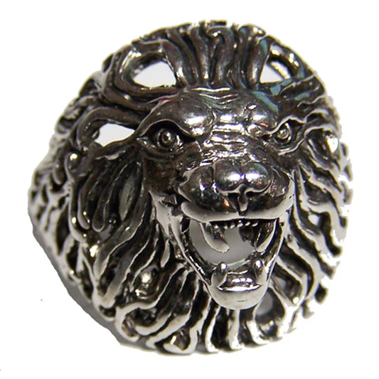 Lion Head Deluxe Silver Biker Ring