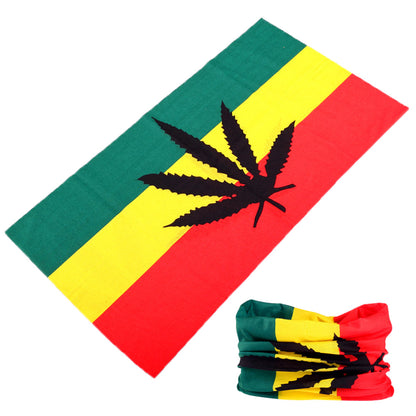 Reggae Pot Leaf Multi-Function Seamless Bandana Wrap - Versatile All-Weather Headwear