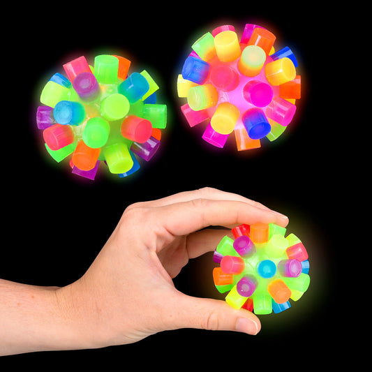 Light Up Rainbow Spiky Ball 2.4" (DZ)