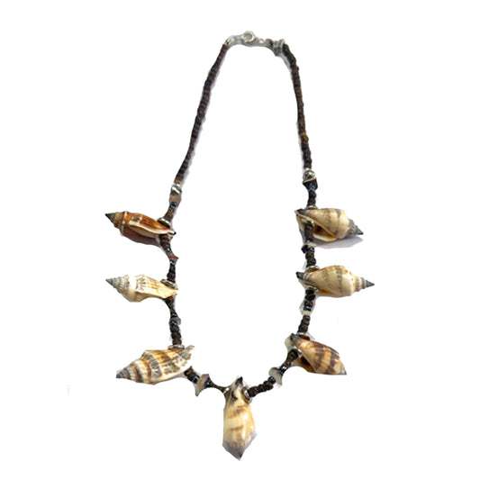 Spiral Large Shells on Coconut Shell 18-Inch Necklace -(Sold By Dozen) - NoveltiesMart.com Wholesale