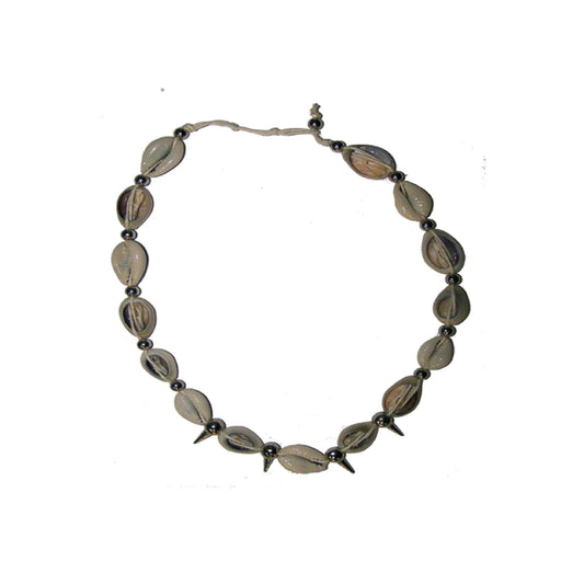 Cow Shell Necklace / Choker with Silver Spikes -(Sold By Piece OR Dozen)