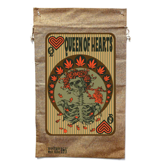 Wholesale Queen of Hearts Marijuana Burlap Bag - 20" x 32" - NoveltiesMart.com Wholesale